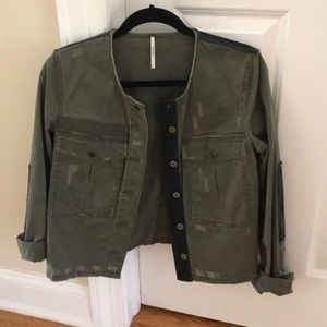 Distressed army green jacket - Free People